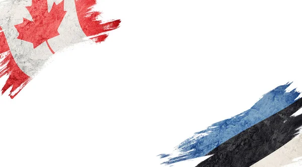 Флаги Канады и Эстонии на белом фоне — стоковое фото
